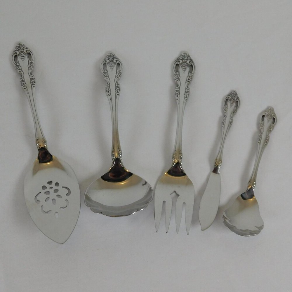 Oneida Brahms Community Stainless 5 Serving Pieces Pie Gravy Sugar Butter Fork